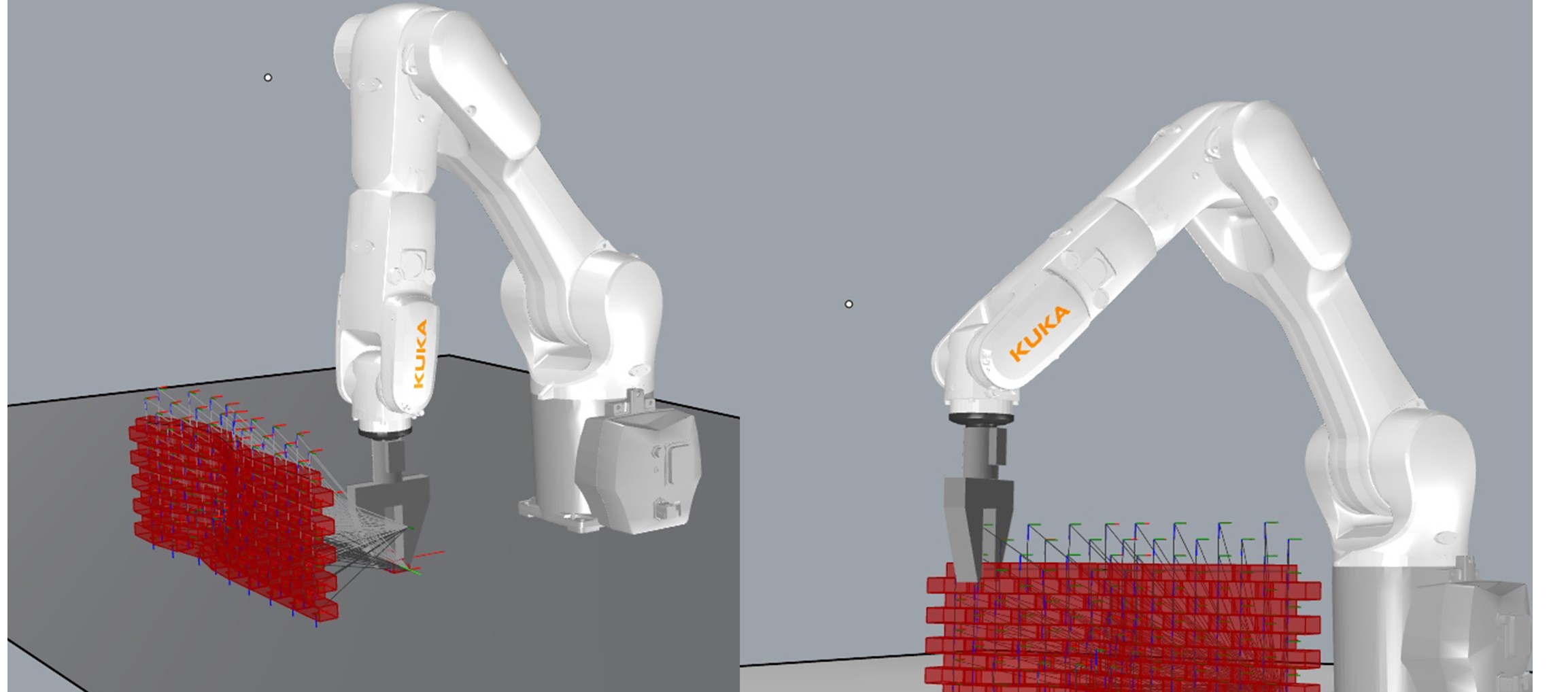 KUKA robotic arm fabrication driven by Grasshopper scripting