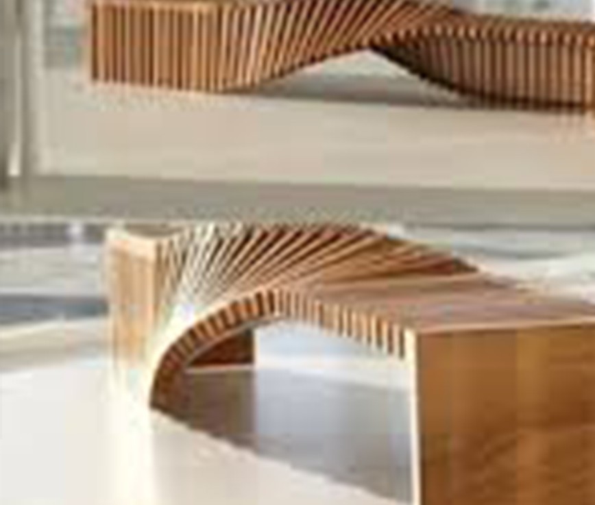 Parametric twisting wood furniture modeled in Rhino3D and Grasshopper