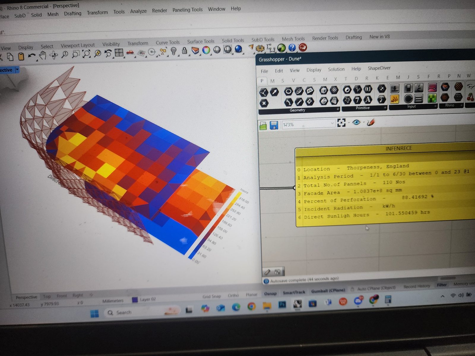Finding incident radiation using Ladybug in Grasshopper